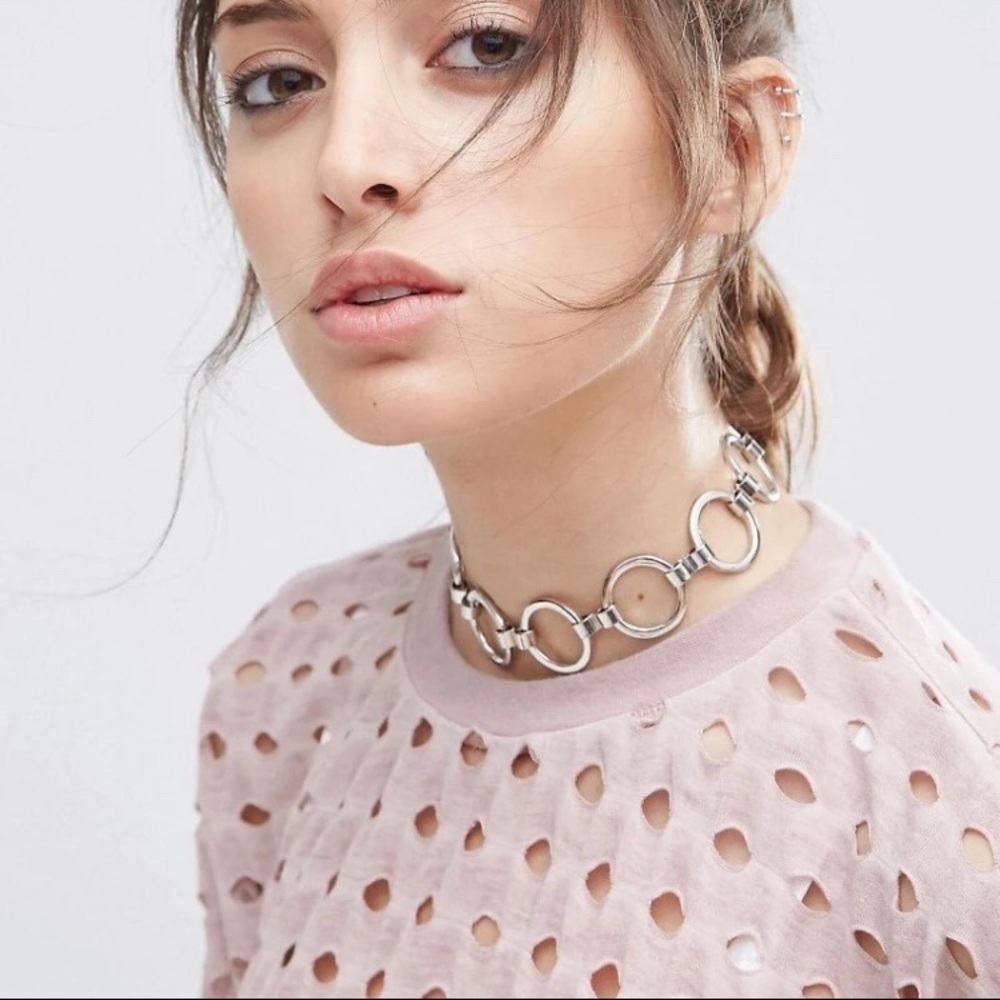 Circle Link Choker Silver
